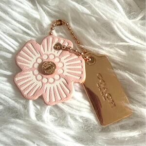 1" COACH Gold Tea Rose Flower Floral Bag Charm Hang Tag